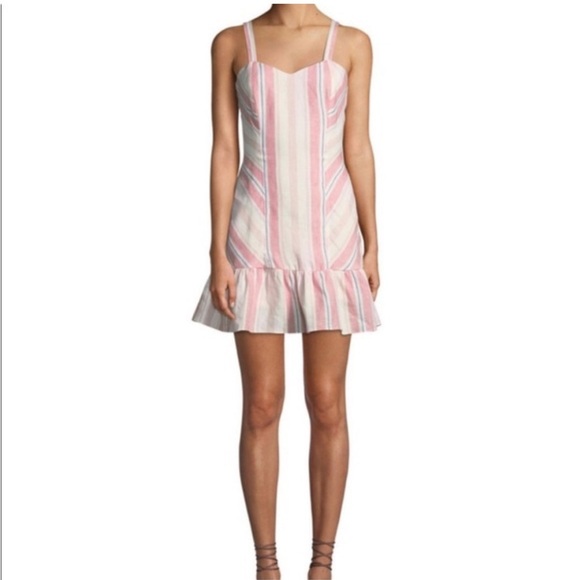 Parker Pink and White Striped Mini Dress - Picture 3 of 11